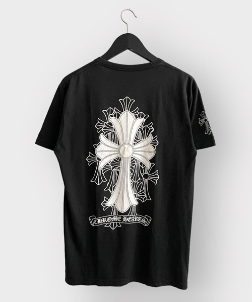 3D 멀티 크로스 숏 슬리브 코튼 티셔츠