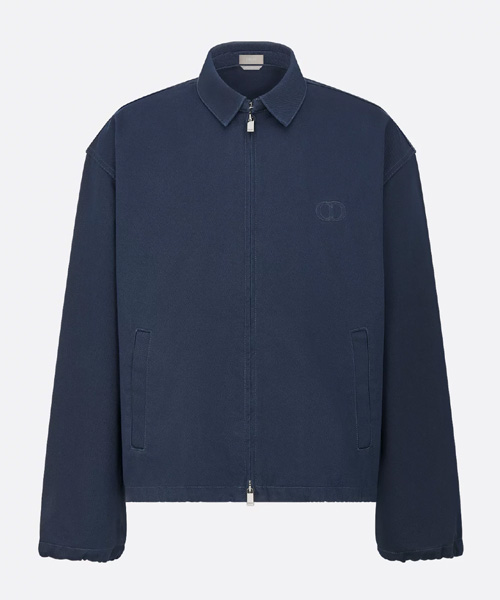 네이비 블루 코튼 트윌 지퍼 재킷