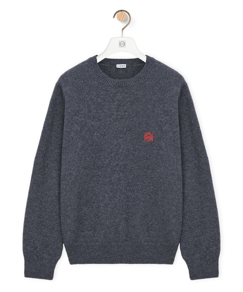 로고 자수 울 스웨터