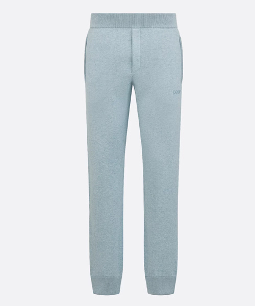 블루 코튼 캐시미어 니트 트랙 팬츠