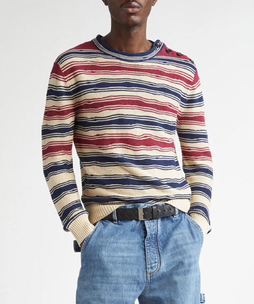 스트라이프 리넨 & 코튼 스웨터