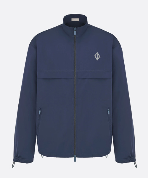 블루 테크니컬 패브릭 자수 지퍼 셔츠