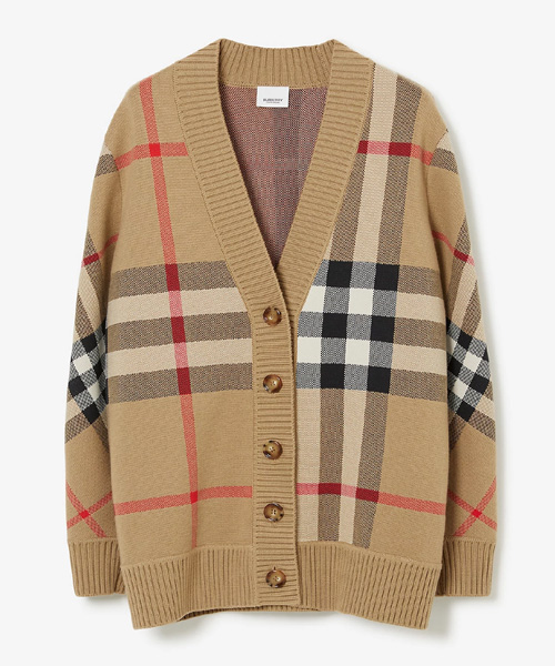체크 울 블렌드 가디건