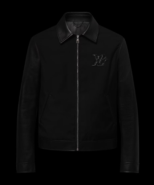 가죽 믹스 블루종 자켓