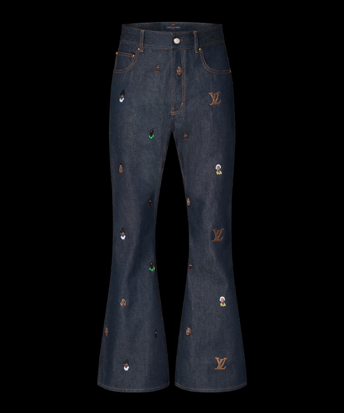 엠브로이더드 부츠컷 데님 팬츠