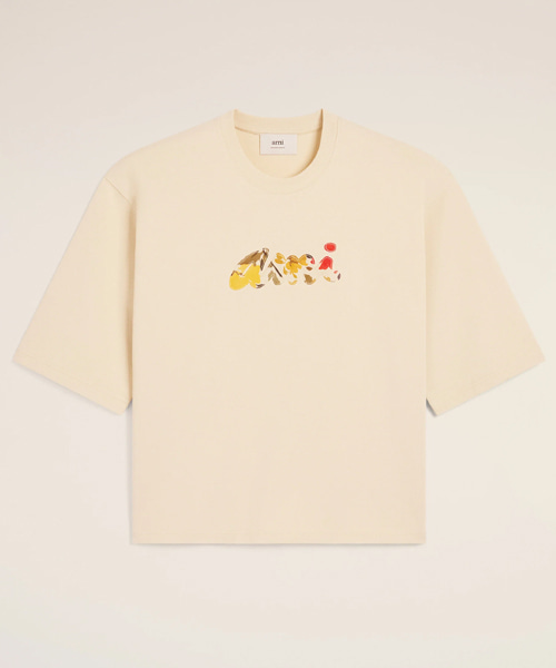 플로럴 로고 패치 티셔츠