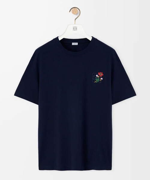 플라워 자수 코튼 릴렉스핏 티셔츠