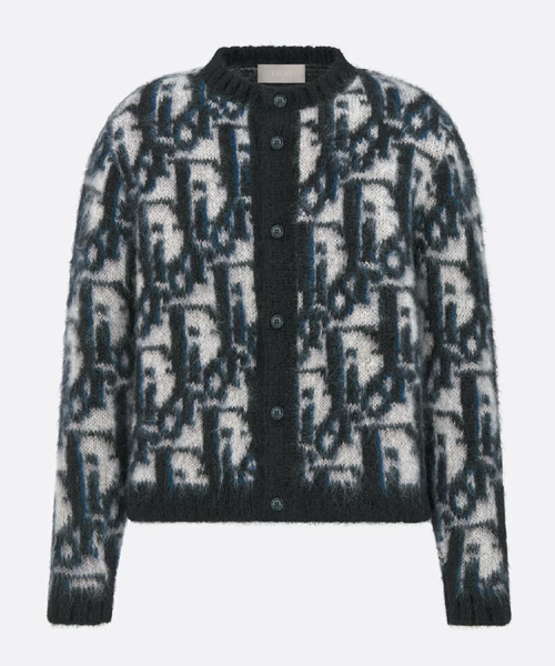 블루 모헤어 울 블렌드 니트 가디건