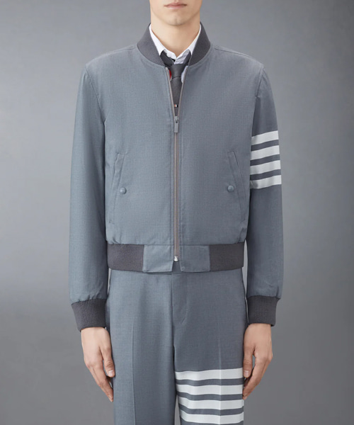 플레인 위브 4-바 니트 립 블루종