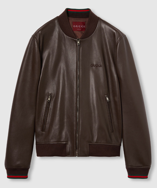 엠브로이더리 가죽 봄버 자켓