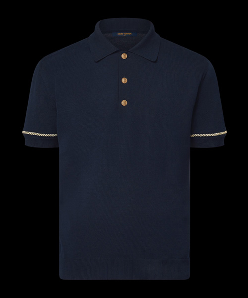 숏 슬리브 코튼 폴로 스웨터