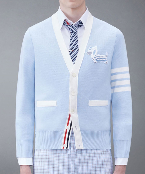 4-바 헥터 모티프 브이넥 가디건