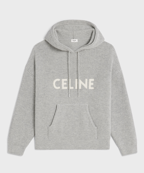 리브드 울 후드 스웨터