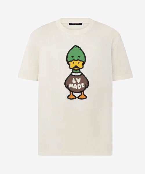 인타르시아 자카드 덕 숏 슬리브 크루넥