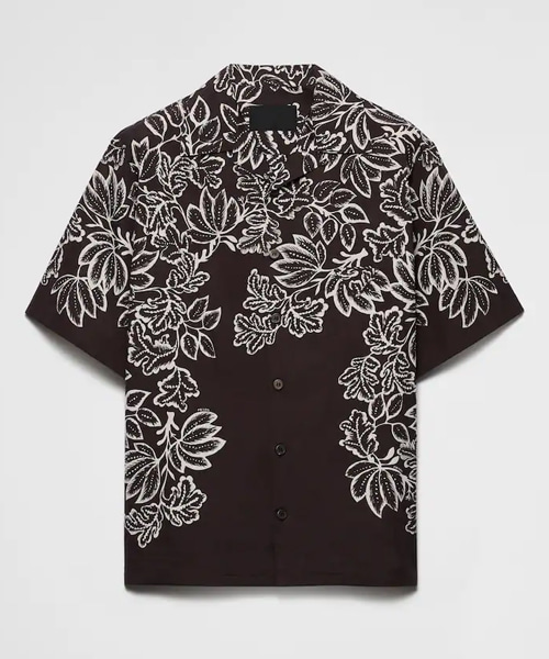 프린트 코튼 볼링 셔츠