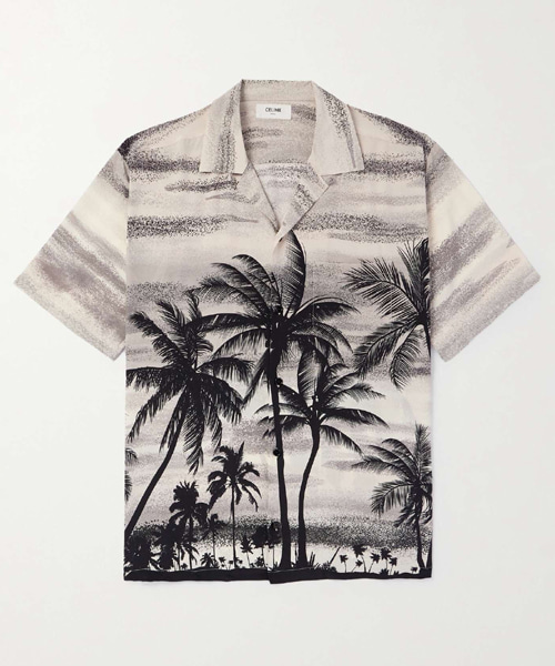 하와이 프린트 실크 셔츠