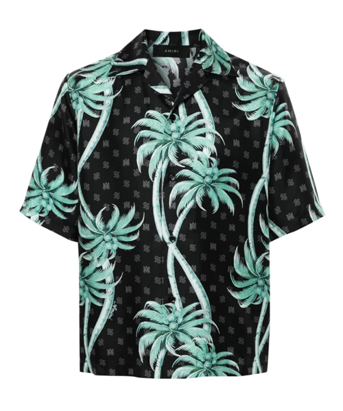 팜 트리 프린트 실크 셔츠