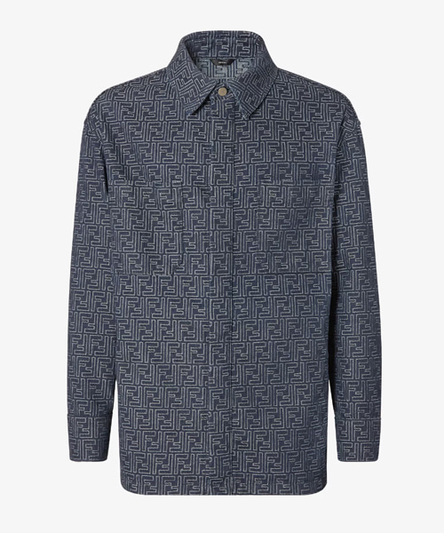 블루 FF 자카드 데님 셔츠 재킷