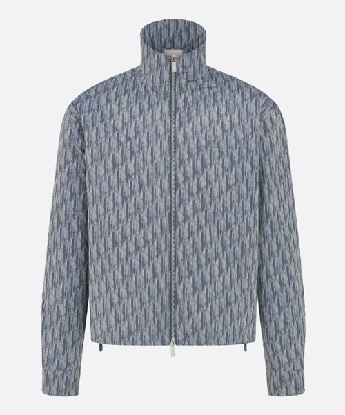 블루 테크니컬 패브릭 지퍼 셔츠