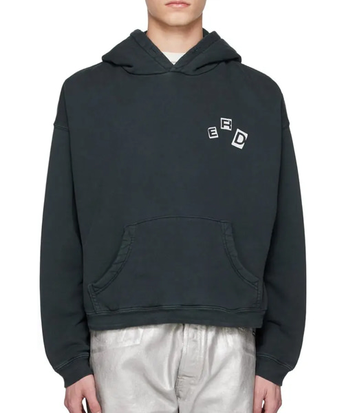 로고 그래픽 프린트 코튼 후드 스웨트셔츠