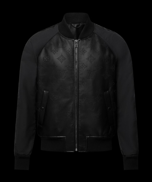 모노그램 레더 믹스 트랙수트 블루종