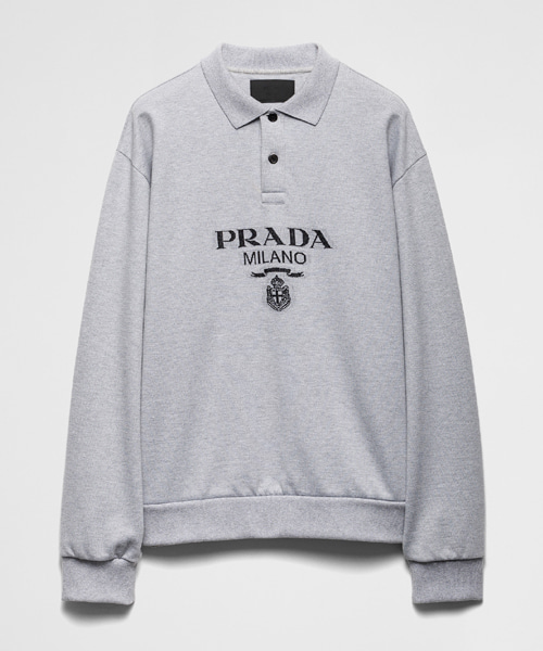 로고 자수 롱 슬리브 코튼 폴로셔츠