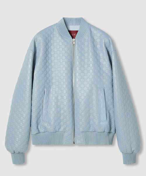 GG 엠보스 레더 봄버 재킷