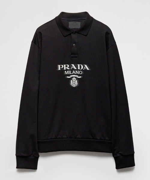 로고 자수 롱 슬리브 코튼 폴로셔츠