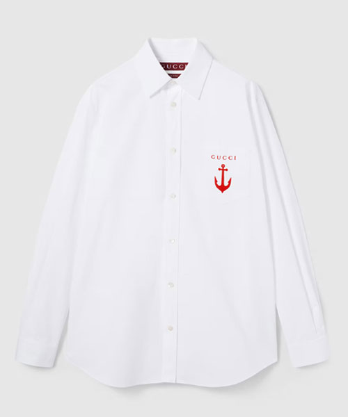 자수 코튼 포플린 셔츠