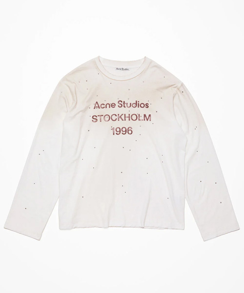 스탬프 로고 디스트레스드 롱 슬리브 티셔츠