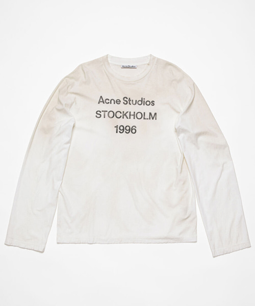 스탬프 로고 디스트레스드 롱 슬리브 티셔츠