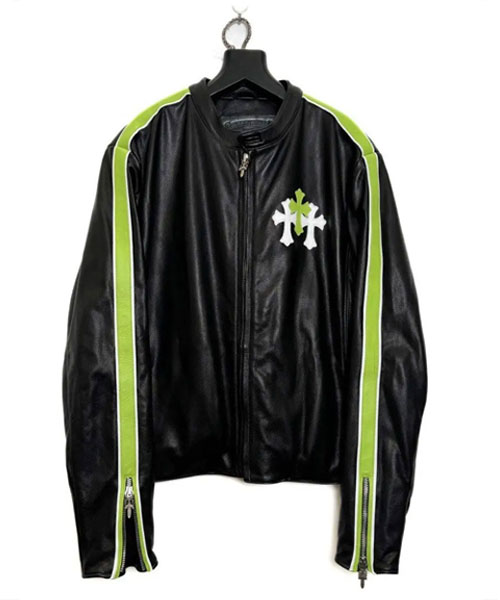 크로스 가죽 패치 자켓