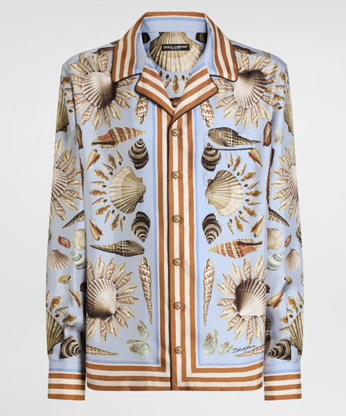 쉘 프린트 실크 트윌 베니티 셔츠