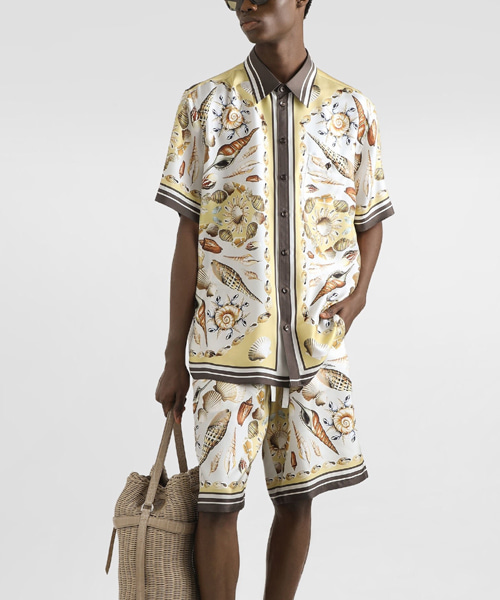 그래픽 프린트 실크 트윌 셋업