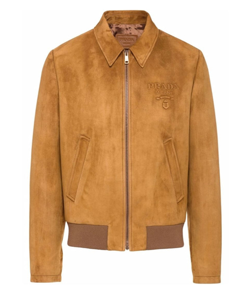 엠보스드 로고 지퍼 스웨이드 자켓