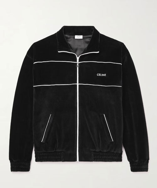 로고 자수 코튼 블렌드 트랙 재킷