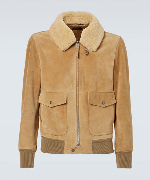 시어링 트림 스웨이드 블루종 자켓