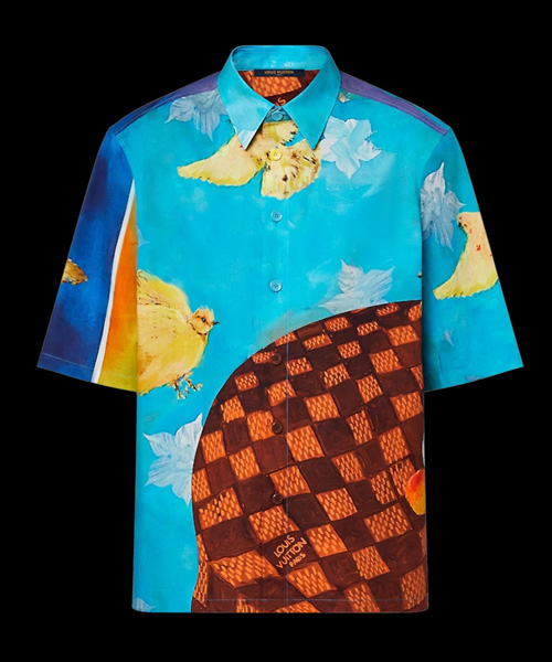 프린트 코튼 숏 슬리브 셔츠