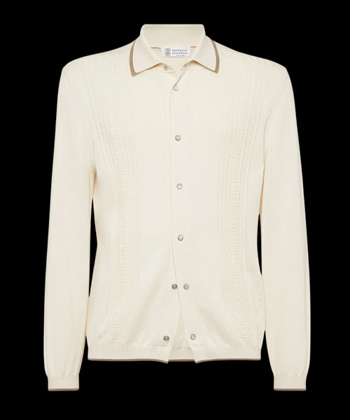 코튼 지오메트릭 자카드 니트 셔츠