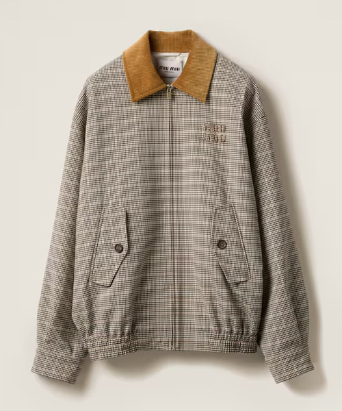 이중 짜임 체크 블루종 재킷