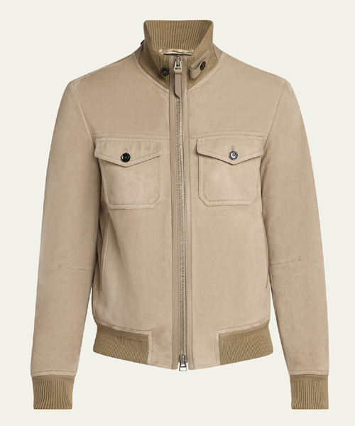 스웨이드 더블 포켓 봄버 자켓