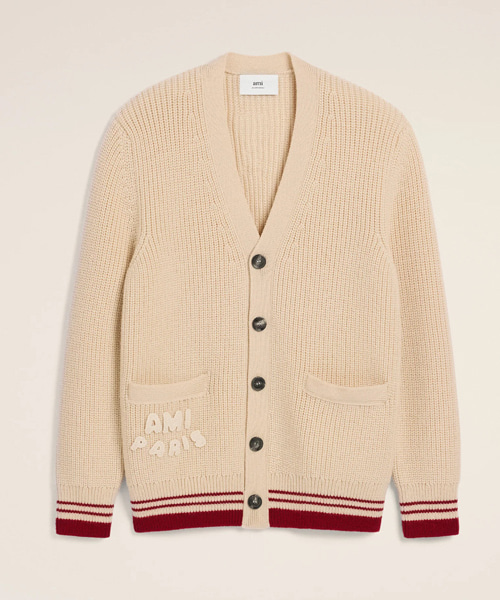 울 리브드 스웨터 가디건