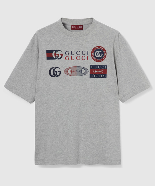 멀티로고 프린팅 코튼 저지 티셔츠