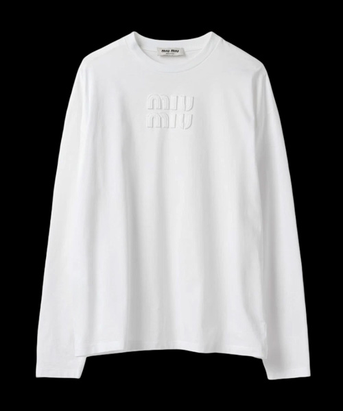 자수 로고 롱 슬리브 코튼 티셔츠