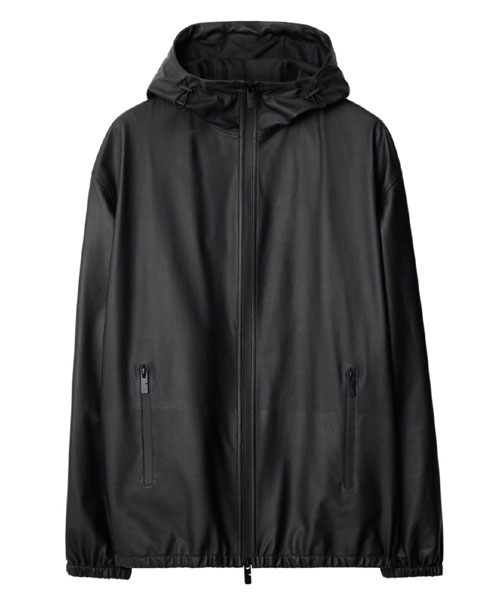 후드 레더 자켓