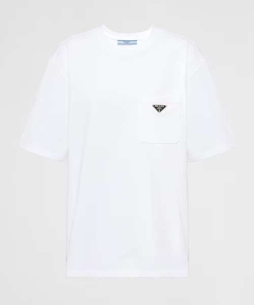 삼각 로고 패치 포켓 저지 티셔츠