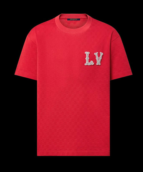 코튼 피케 티셔츠 위드 엠브로이더드 LV 패치