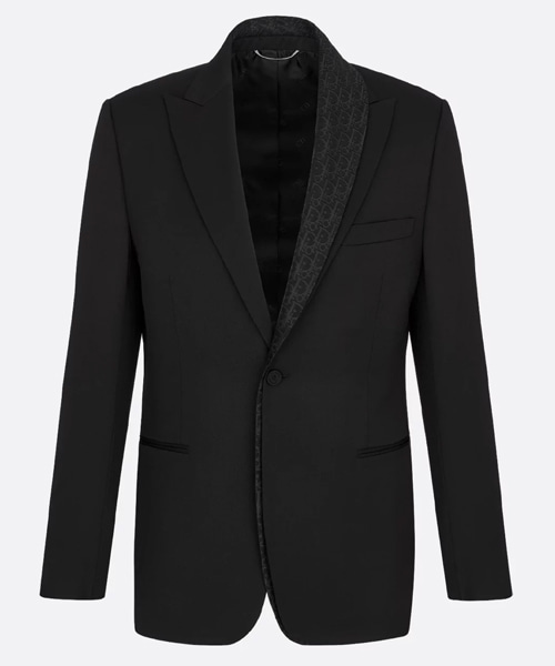 블랙 버진 울 트윌 언발란스 숄 칼라 재킷