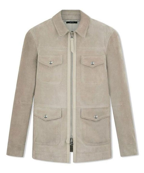 플랩 포켓 스웨이드 집업 자켓