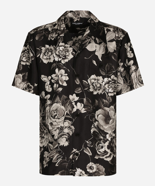 플라워 프린트 하와이안 실크 셋업